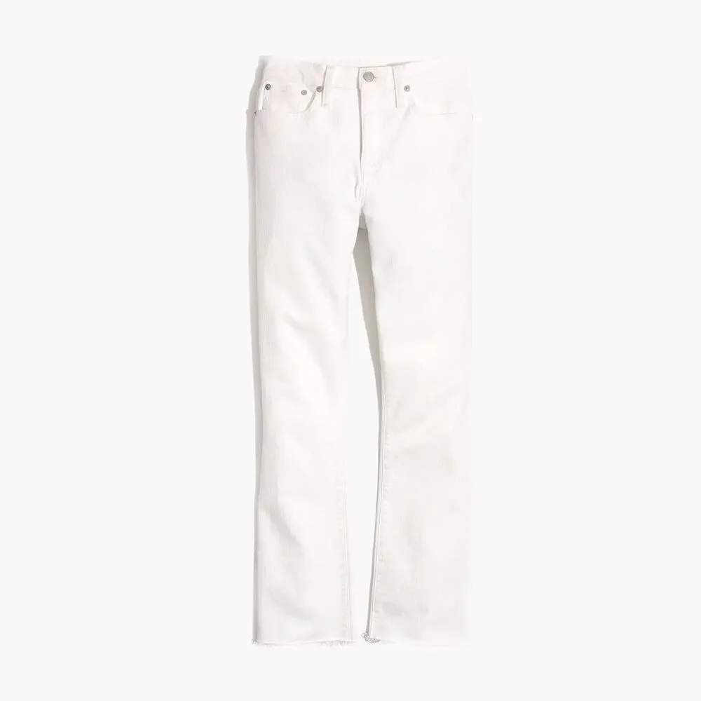 Madewell Cali Demi-Boot Jeans in Pure White w/ Raw-Hem size 28